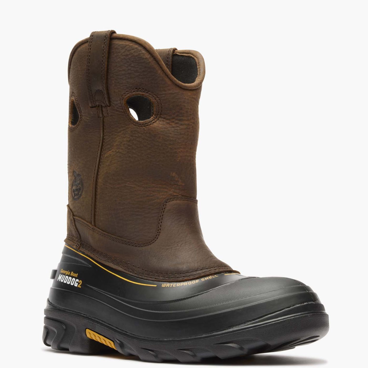 GEORGIA BOOT Men's Muddog Non Waterproof 12 Inch Wellington Work Boots Steel Toe Soggy Brown 13 W G5655