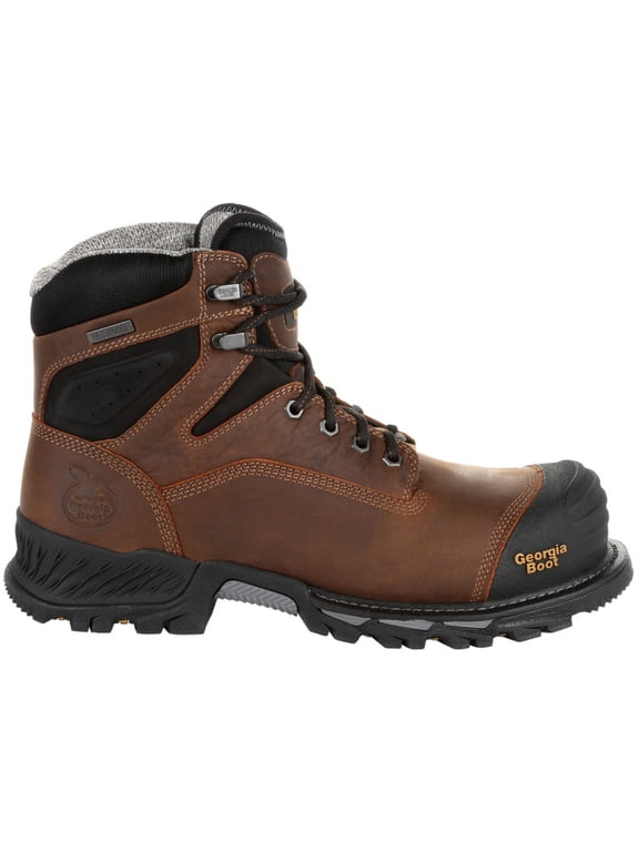 Rumbler Composite Toe Waterproof Work Boot, Black And Brown, Size 10.5(M)