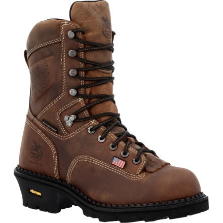 GEORGIA BOOT Men's 9" USA Logger Soft Toe Waterproof Work Boot Brown - GB00539
