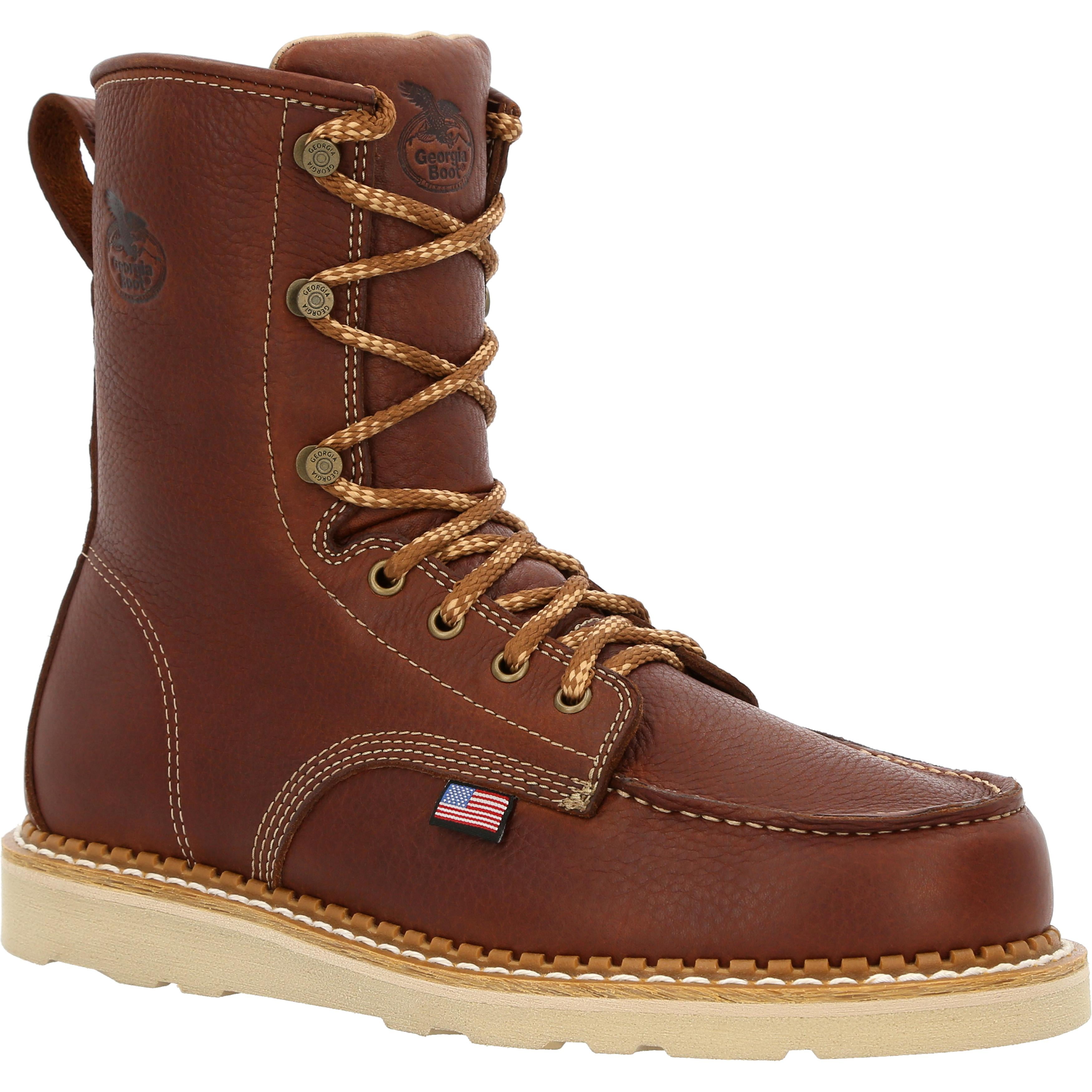 GEORGIA BOOT Wedge Moc Toe Work Boot, Brown, Size 7(M)