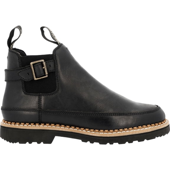 Georgia Boot Women's Black Buckle Chelsea Romeo, Black, Size 7.5(W)