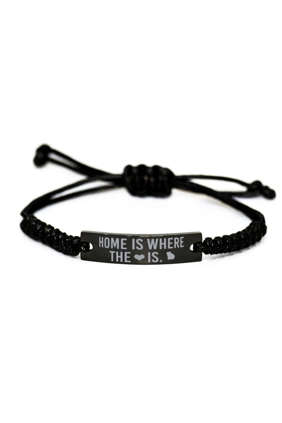 Georgia Bracelet Home State Gift for Men Women Black Rope Bracelet