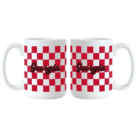Georgia Bulldogs 2-Pack 15oz. Checkered Wordmark Mug Set