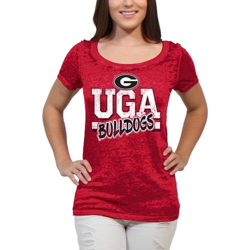 Ladies Georgia Bulldogs Junior Sized MC Twist V Neck T Shirt