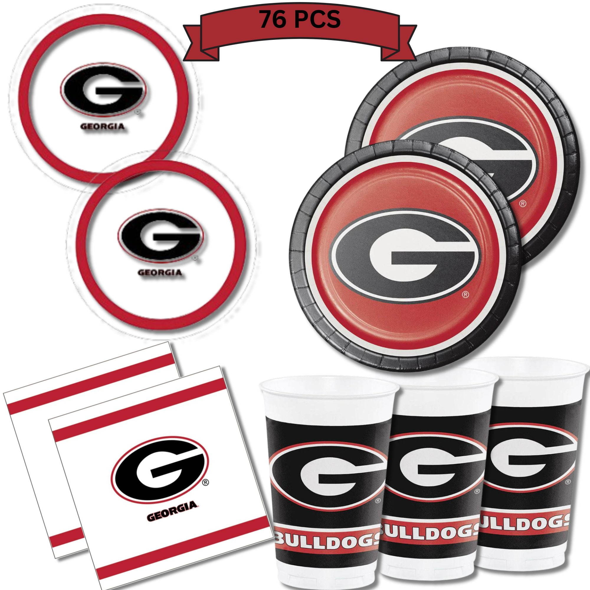 Bulldogs Bulk Party Supplies 76 Pcs Complete University Set for