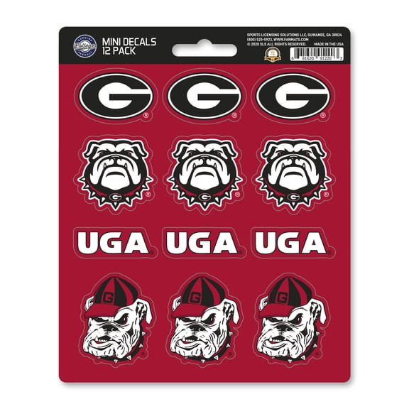 NCAA University of Georgia Mini Decal 12-pk