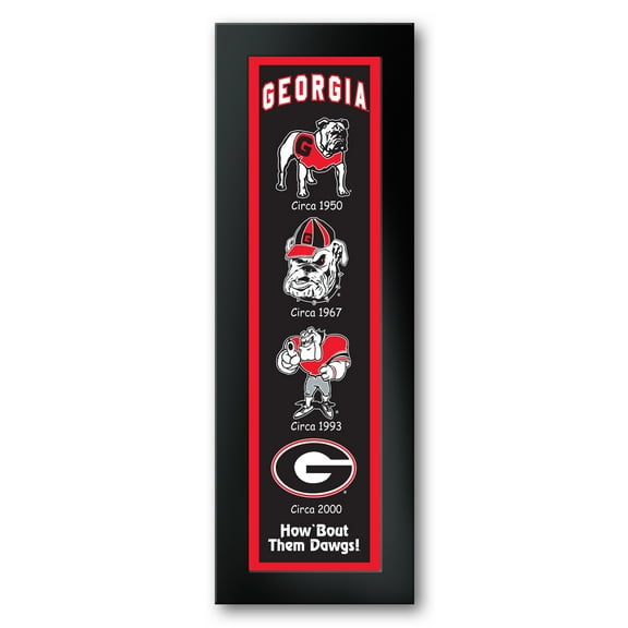 Georgia Bulldogs Framed 8" x 26" Logo Heritage Art Print