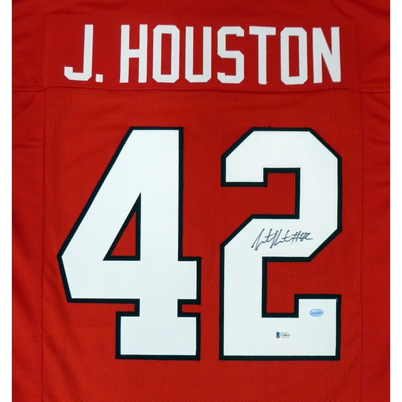 Georgia Bulldogs Justin Houston Autographed Red Jersey Beckett BAS 178092