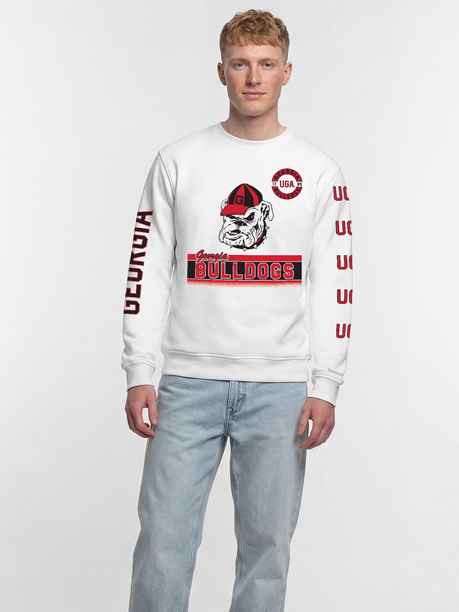 Georgia Bulldogs Reebok Mens White Crew Sweatshirt