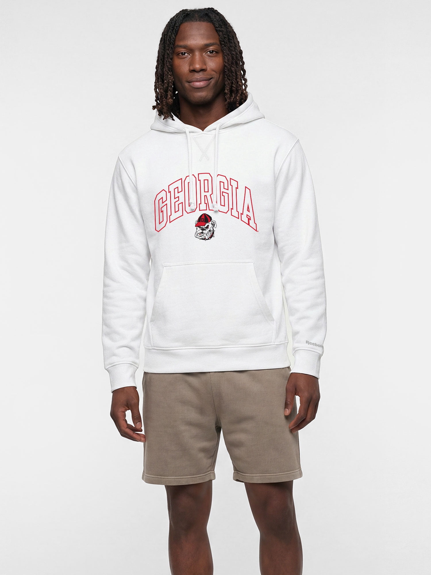 Georgia Bulldogs Reebok Mens White Hooded Sweatshirt