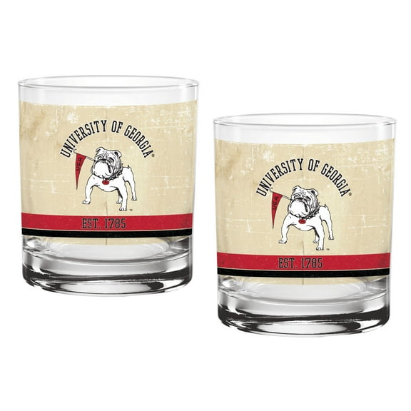 Georgia Bulldogs Two-Pack 14oz. Tan Vintage Glass Set