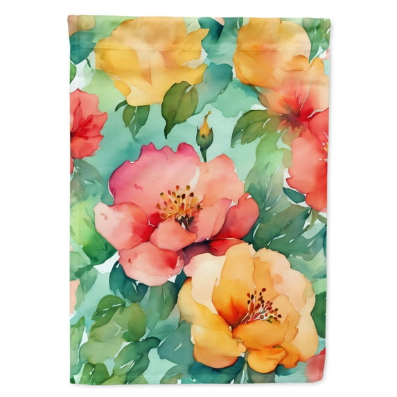 Georgia Cherokee Rose in Watercolor House Flag 28 in x 40 in