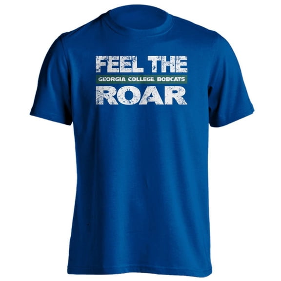 Georgia College Bobcats GCSU Feel The Roar Adult Short Sleeve T-Shirt Royal Large