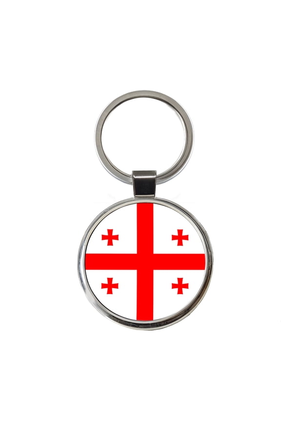Georgia Country Flag Metal Round Keychain