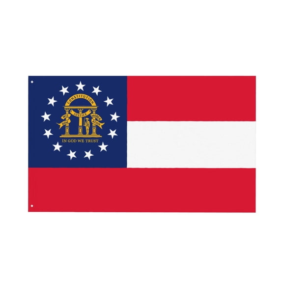 Georgia Flag 3x5 Ft Outside Double Sided Georgia State Flags Banner Georgia Flag Polyester Fabric with 2 Brass Grommets for Outdoor Indoor Decor