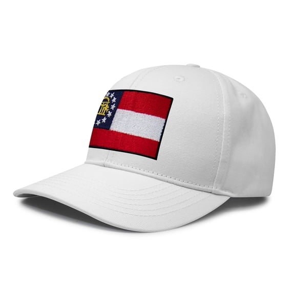 Georgia Flag Hat for Men and Women – Snapback Trucker Baseball Cap by International Tie (All White)