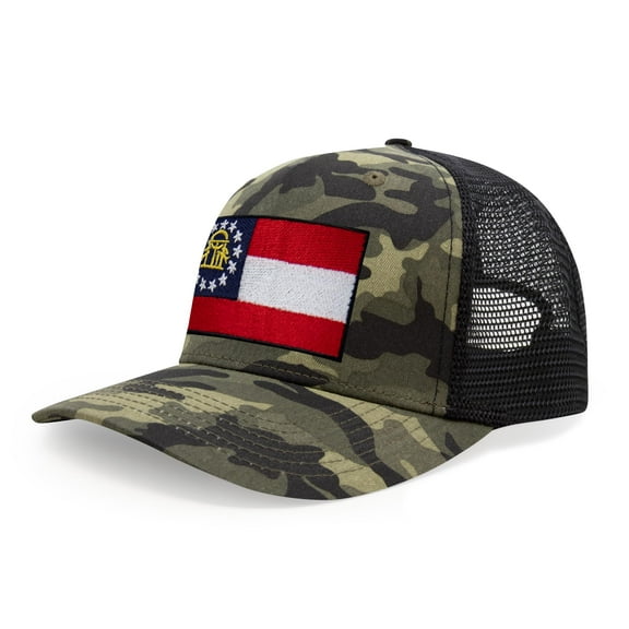 Georgia Flag Hat for Men and Women – Snapback Trucker Baseball Cap by International Tie (Camouflage)