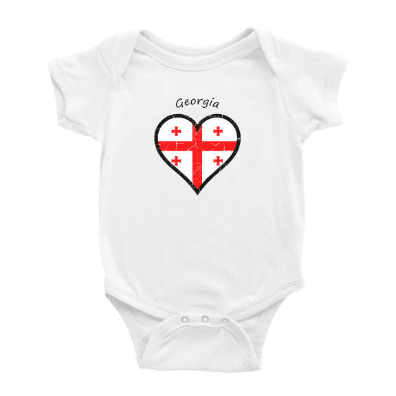 Georgia Flag Heart Love Funny Baby Bodysuit Boy Girl Clothes