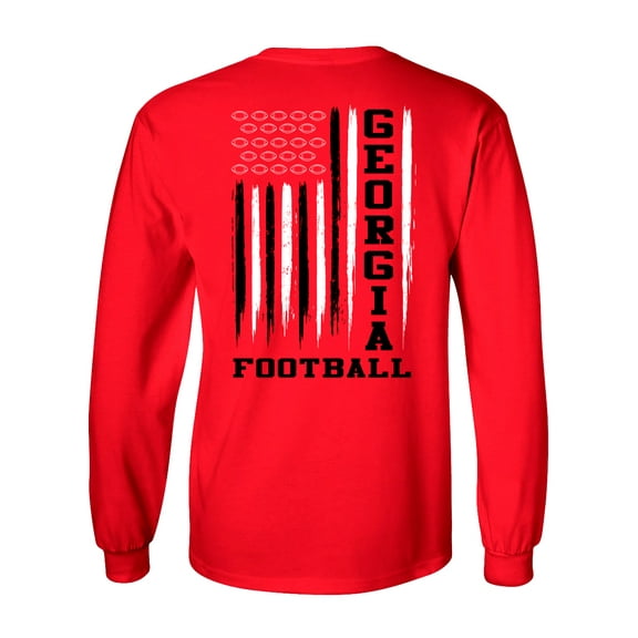 Georgia Football Flag Unisex Long Sleeve Shirt-Red-xxl