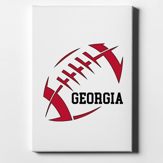 Georgia Football - Red, Black - 8" x 10" - Decorative Canvas Wall Art - White Edge - 5/8" Gallery Wrapped