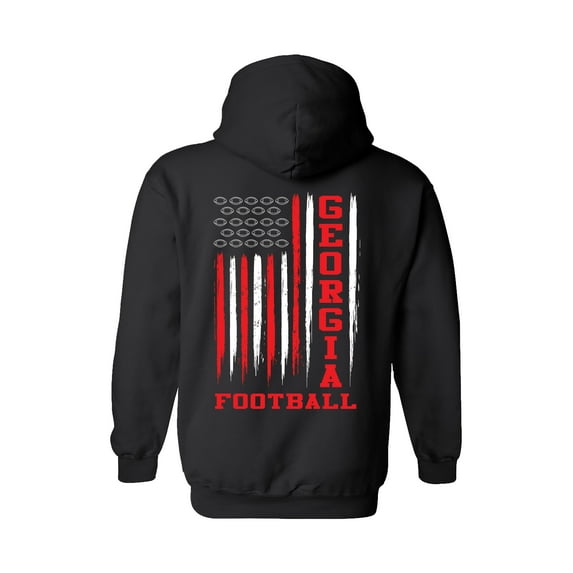 Georgia Football Team Color American Flag Unisex Hoodie-Black-xxxl
