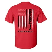 Georgia Football Team Color Red and Black American Flag Mens Short Sleeve T-shirt Graphic Tee-Red-Large