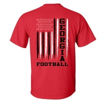 Georgia Football Team Color Red and Black American Flag Mens Short Sleeve T-shirt Graphic Tee-Red-Large