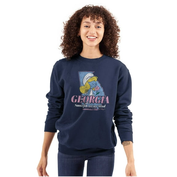 Georgia GA Southern Belle Smurfette Women Crewneck Sweatshirt Brisco Brands S