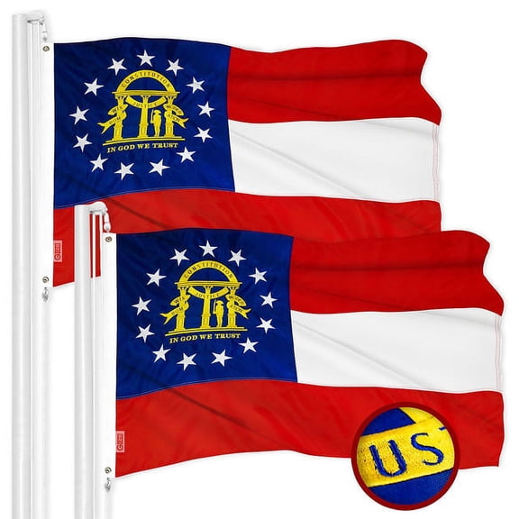Georgia GA State Flag 3x5FT 2-Pack Embroidered Polyester By G128