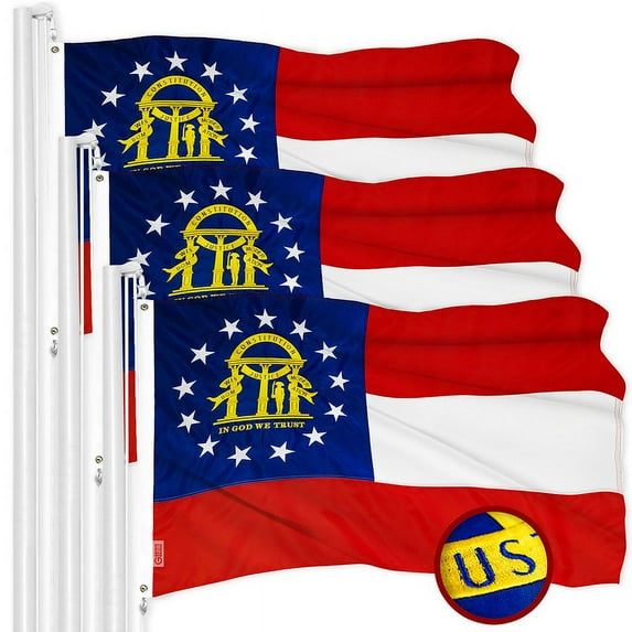 Georgia GA State Flag 3x5FT 3-Pack Embroidered Polyester By G128