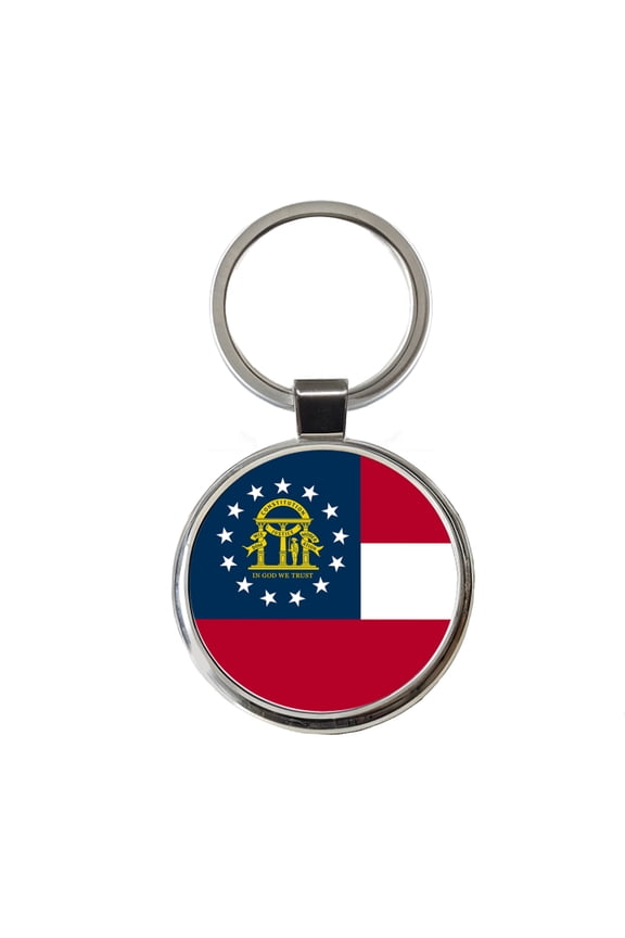 Georgia GA State Flag Metal Round Keychain