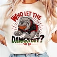 thumbnail image 1 of Georgia Game Day . Football Bulldog . Merchandise Football Fan. Gift Bulldog Mascot . Georgia Game Day. Who Let The Dawgs Out Sic Em Unisex Comfort Tee T Shirt, Color: Sand, Size: M, 1 of 2