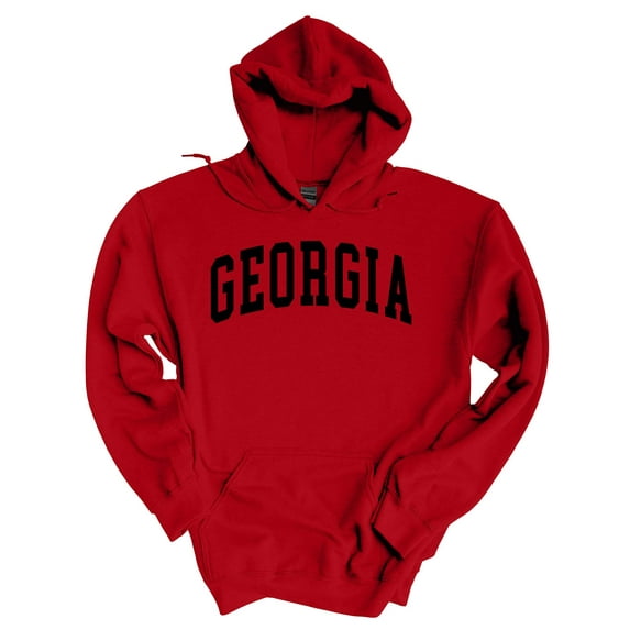 Georgia Hoodie Football Team Color Red and Black Georgia Team Name Bulldogs Mens Hooded Sweatshirt-Red-xl