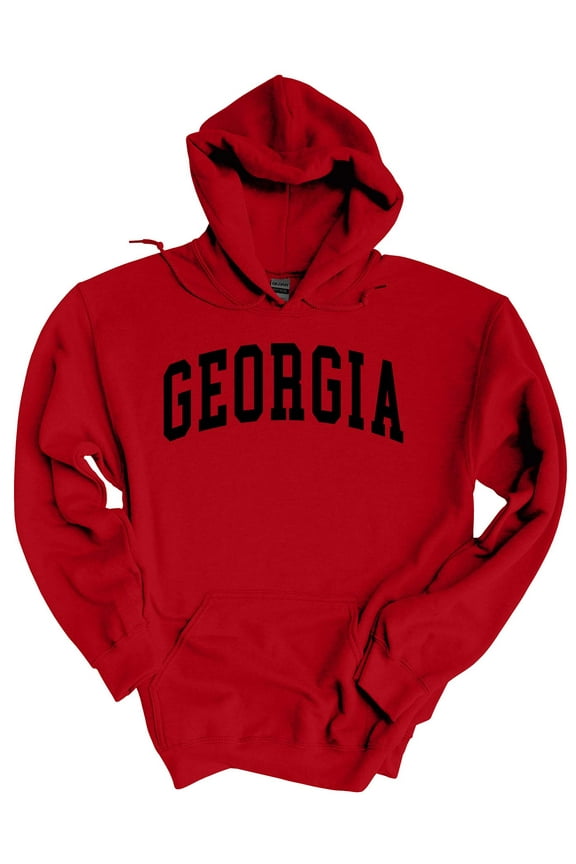 Georgia Hoodie Football Team Color Red and Black Georgia Team Name Bulldogs Mens Hooded Sweatshirt-Red-xl