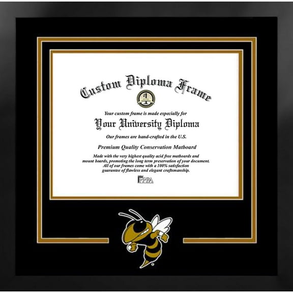 Georgia Institute of Technology Yellow Jackets 17w x 14h Spirit Diploma Manhattan Black Frame with Bonus Campus Images Lithograph (value savings $59)