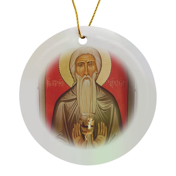 3drose, Georgia, Kakheti. Religious Icon, David Gareja Monastery., Circle Porcelain Ornament