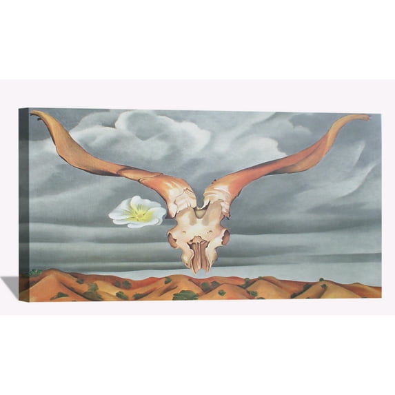 Georgia Keeffe Paintings Enlarged Flowers Wall Art Rams Head White Hollyhock Framed Canvas Art