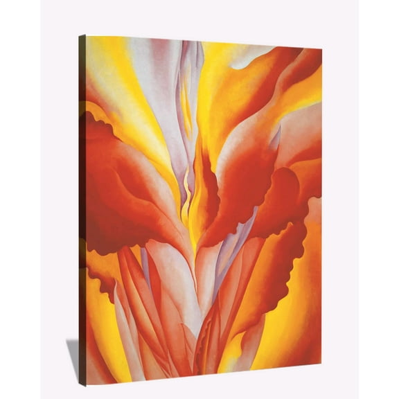 Georgia Keeffe Paintings Enlarged Flowers Wall Art Red Canna Framed Canvas Art