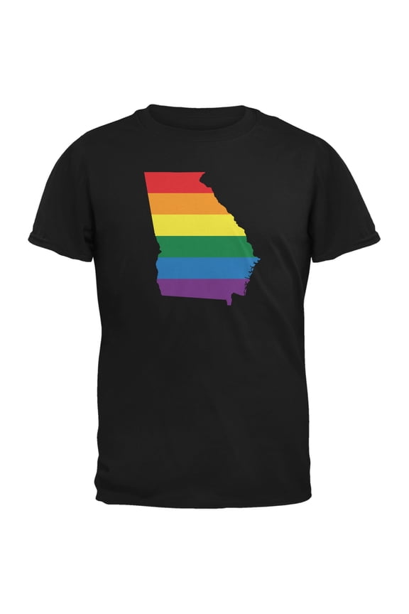Georgia LGBT Gay Pride Rainbow Black Adult T-Shirt - X-Large