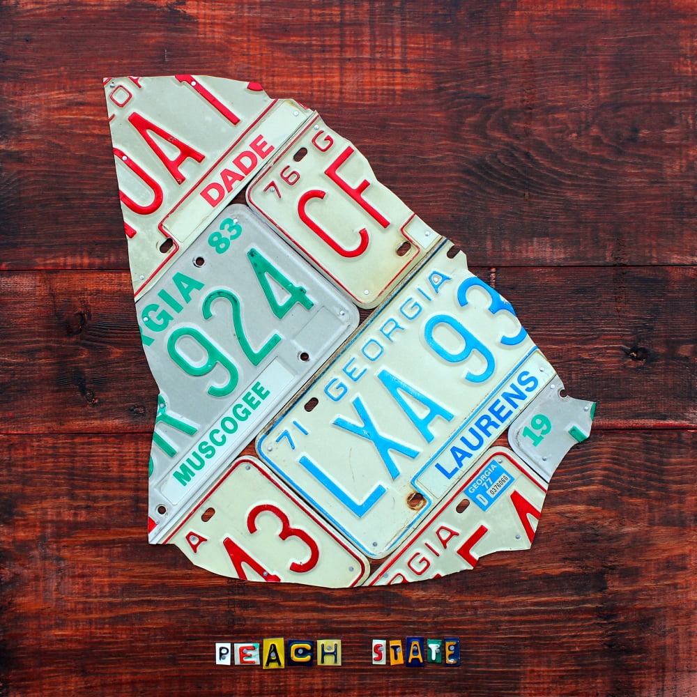 Georgia License Plate Map Canvas Art - Design Turnpike (24 x 24)