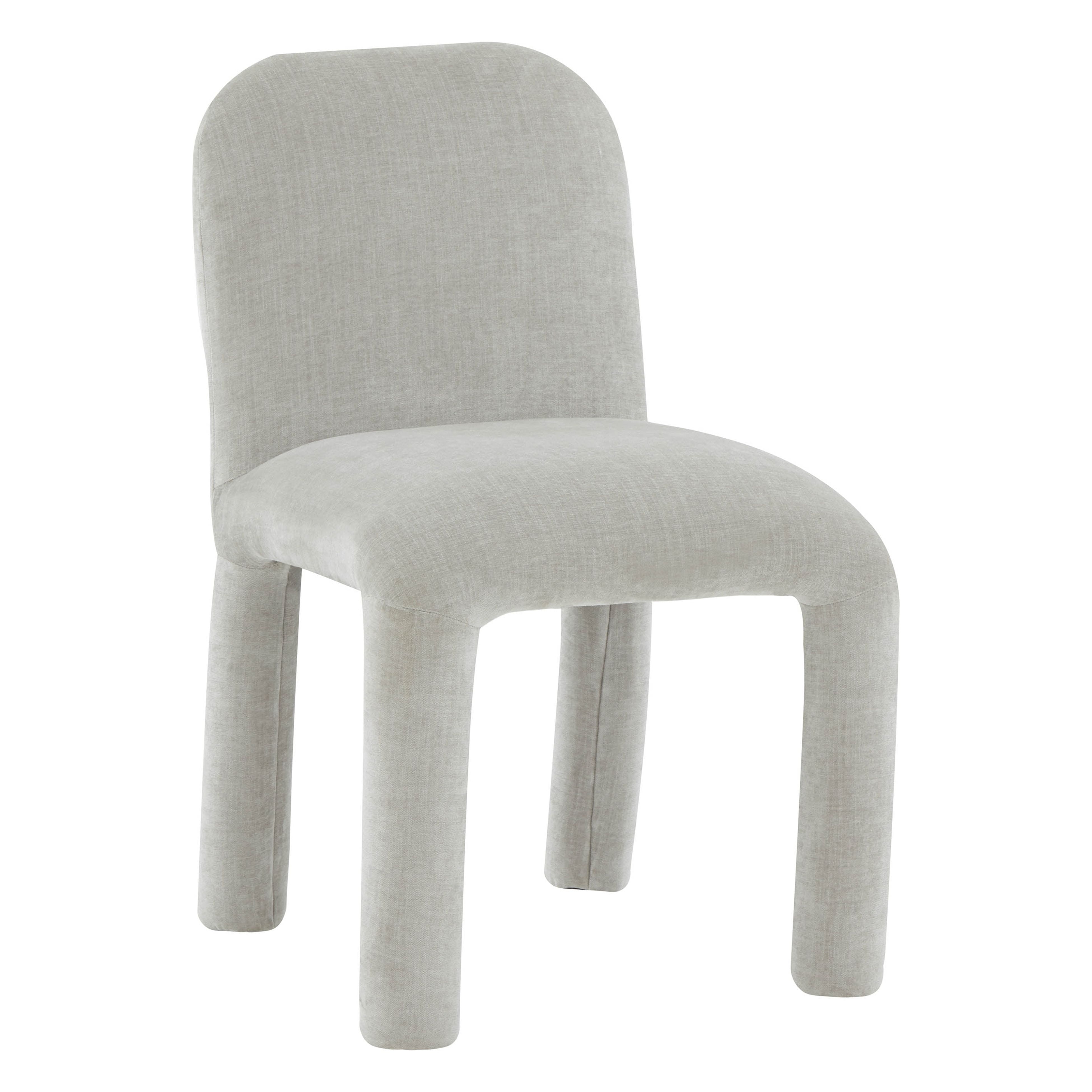 Georgia Light Grey Plush Fabric Armless Dining Chair