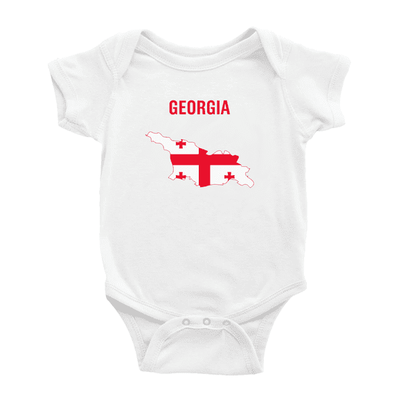 Georgia Map Flag Baby Romper (White, 6-12 Months)