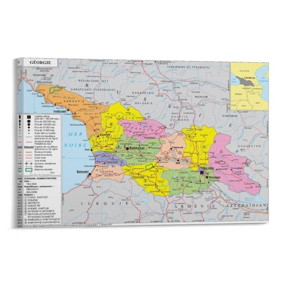 Georgia Map Poster Canvas Wall Art Poster Decorative Bedroom Modern Home Print Picture Artworks Posters 08x12inch(20x30cm)