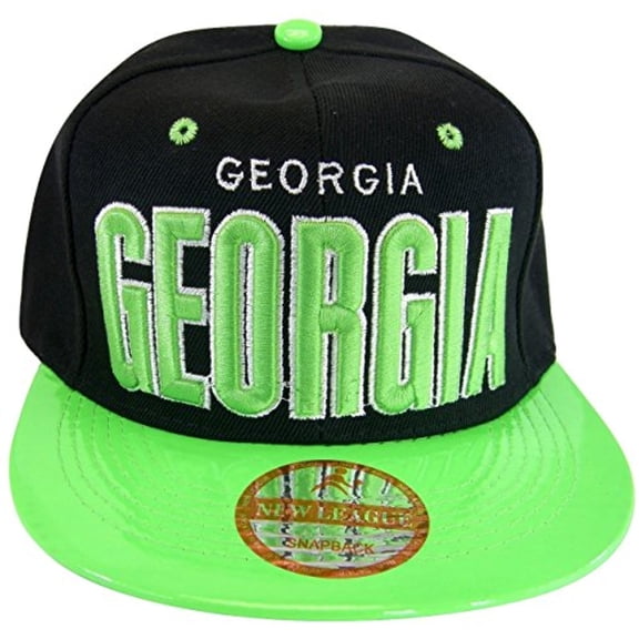 Georgia Men's Adjustable Snapback Baseball Cap (Black/Green Textured Bill)