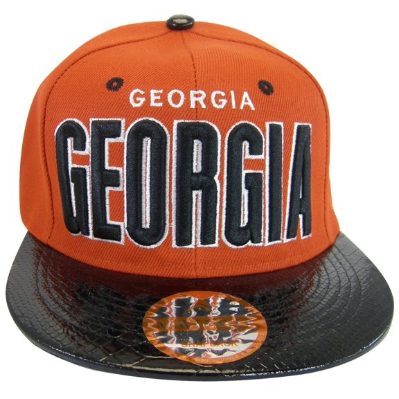 Georgia Men's Adjustable Snapback Baseball Cap (Red/Black Textured Bill)