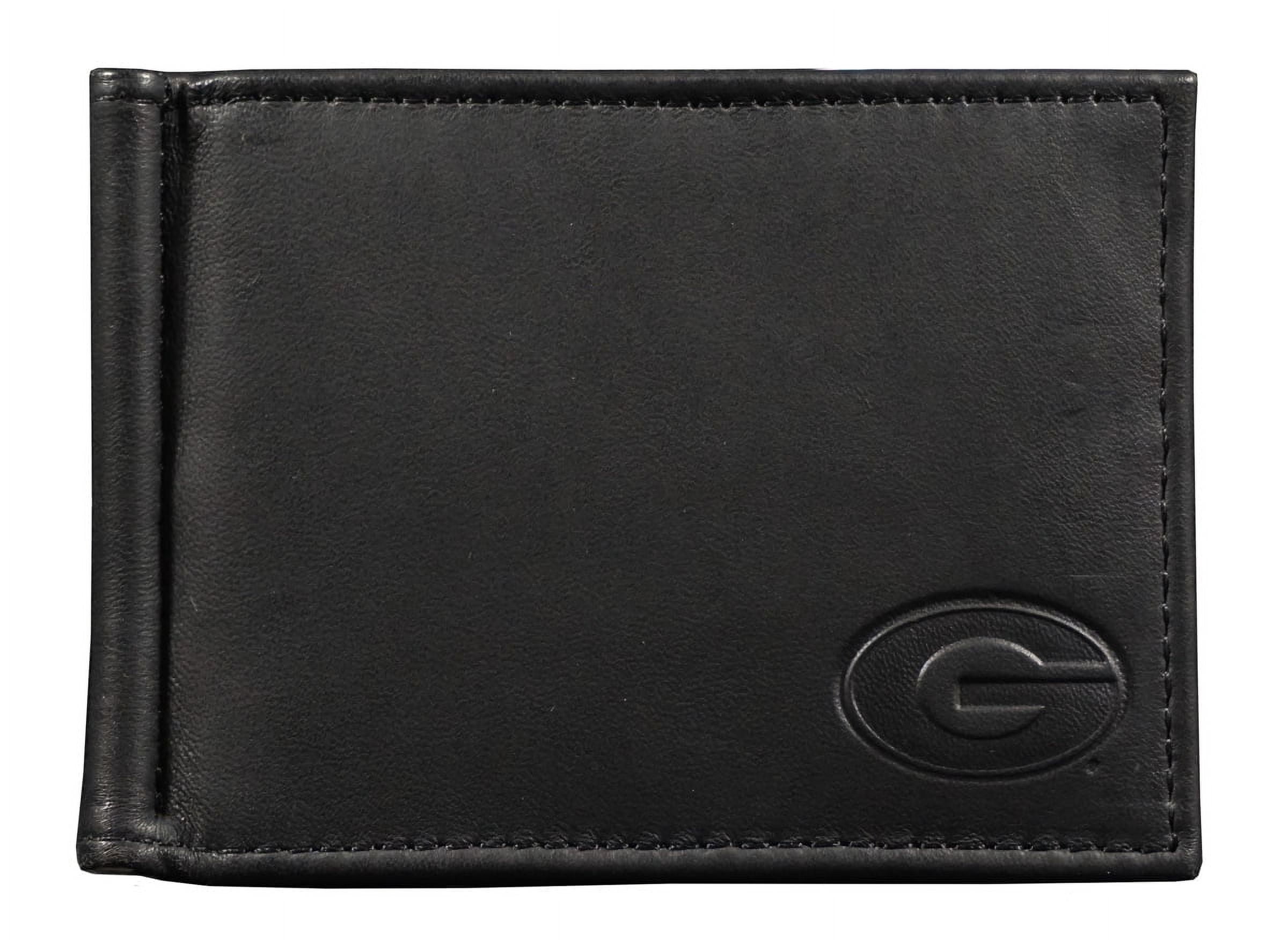 Georgia NCAA Bulldogs RFID Blocking Shield Black Leather Moneyclip Wallet