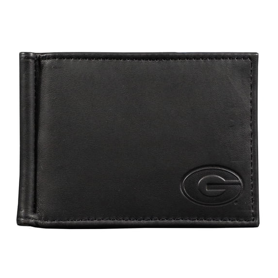 Georgia NCAA Bulldogs RFID Blocking Shield Black Leather Moneyclip Wallet