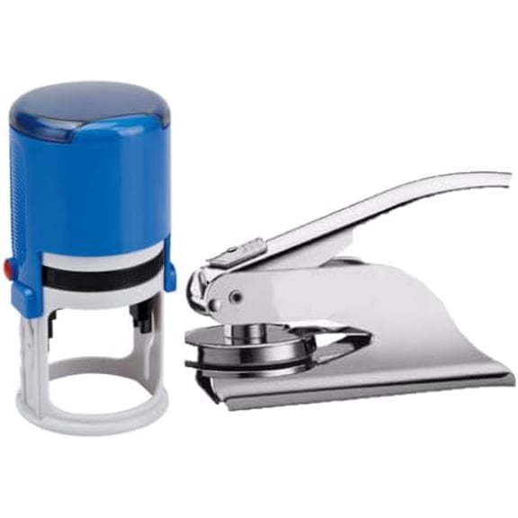 Georgia Notary Seal Embosser and Stamp Bundle | Silver Seal Embosser and Blue R-542 Round Self Inking Stamp$$Office