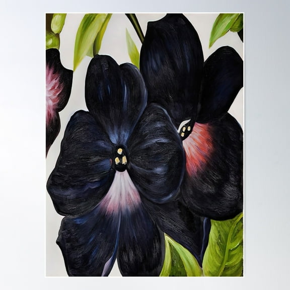Georgia O'Keeffe - Black And Purple Petunias Poster Wall Art, Modern Wall Decor For Living Room Bedroom, 12x18 UNFRAMED
