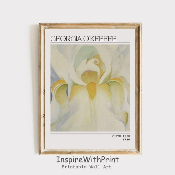 Georgia O'Keeffe Flower Art, Iris Flower , Contemporary Art Poster, Modern Wall Decor, White Floral Art Poster Georgia O'Keeffe Art, Size 12x18 UNFFRAMED F03.1.6l619